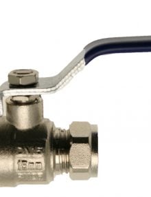 28mm Lever Ballvalve - Black Handle With Red And Blue Band