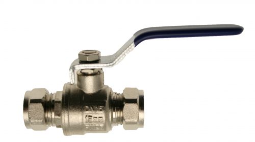28mm Lever Ballvalve - Black Handle With Red And Blue Band